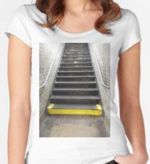 Stairs, New York, Manhattan, Brooklyn, New York City, architecture, street, building, tree, car,   Women's Fitted Scoop T-Shirt