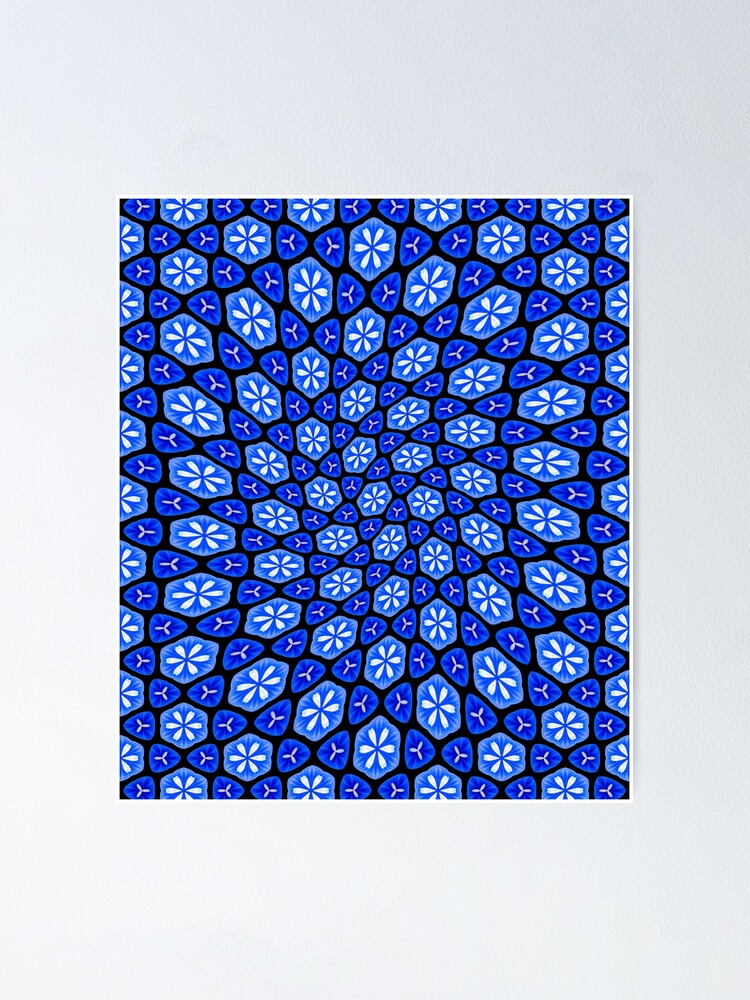 Thumbnail 1 of 3, Poster, Abstract Blue Flower Pattern designed and sold by Patternflower.