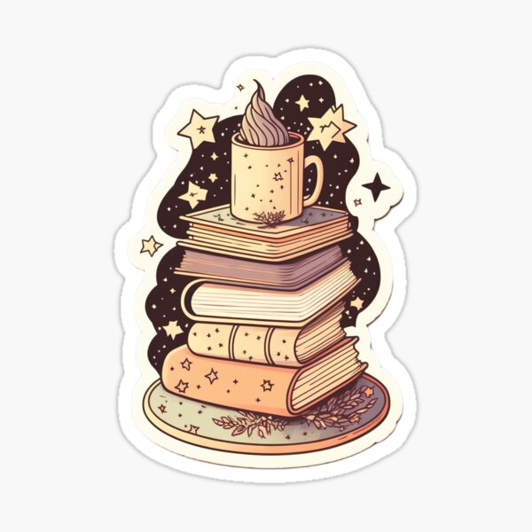 Antique Book Stack and Apple Illustration in Watercolor Sticker for Sale  by Regan Ralston