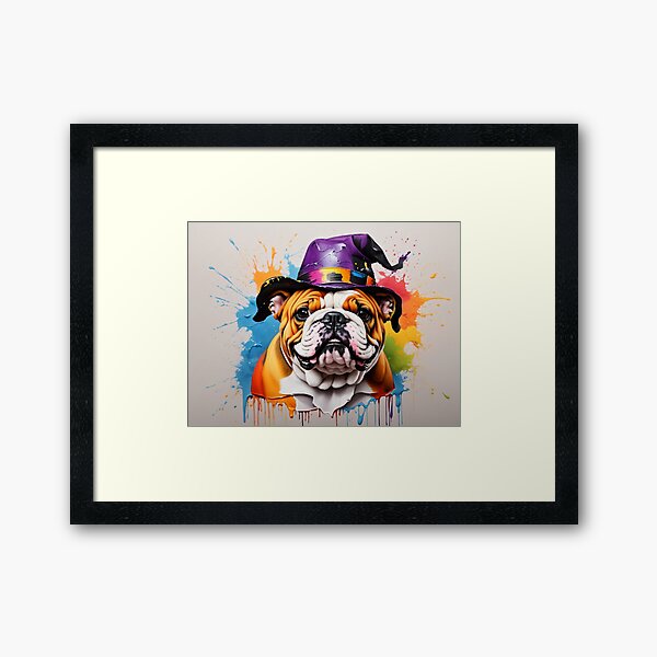 Item preview, Bulldog Splash Paint wIth Halloween Hat designed and sold by Wolfheartart.