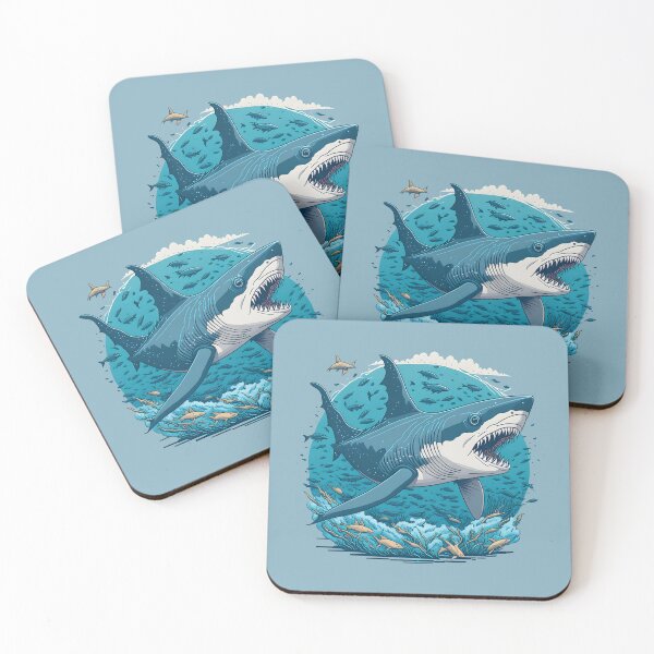 Item preview, Great white shark swimming with small fish designed and sold by davidbomel-Art.