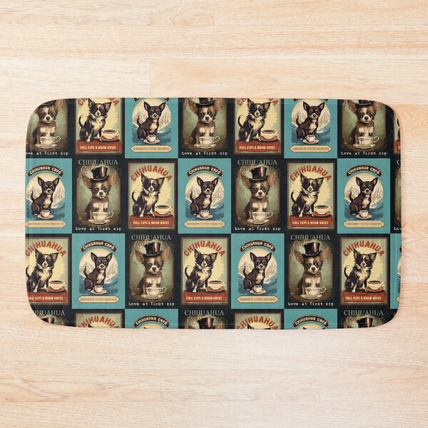Item preview, Chihuahua Cafe Vintage Signs Tiled Pattern designed and sold by Triplicate Limited.