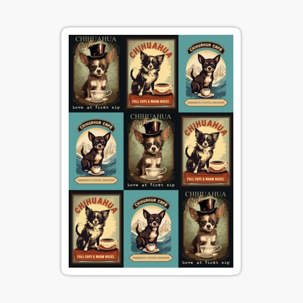 Chihuahua Cafe Vintage Signs Tiled Pattern Sticker