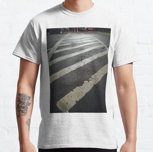 Zebra crossing, New York, Manhattan, Brooklyn, New York City, architecture, street, building, tree, car,   Classic T-Shirt