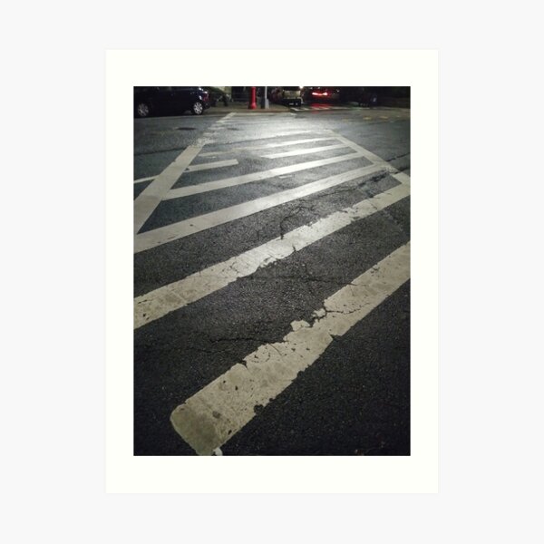 Zebra crossing, New York, Manhattan, Brooklyn, New York City, architecture, street, building, tree, car,   Art Print