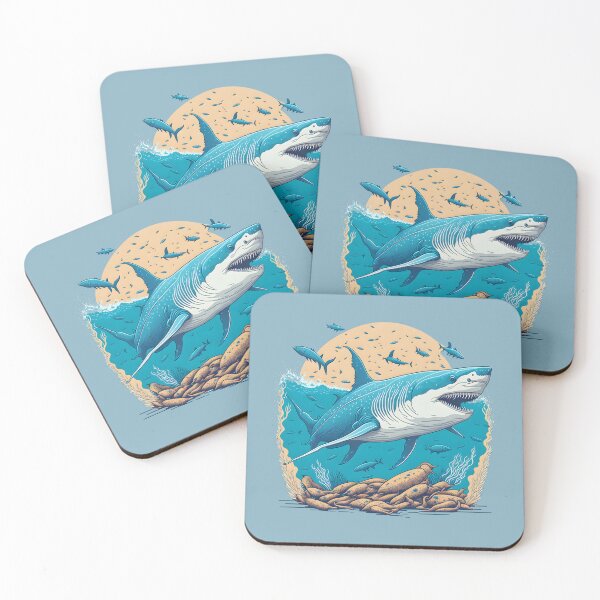 Item preview, Great white shark swimming with small fish designed and sold by davidbomel-Art.