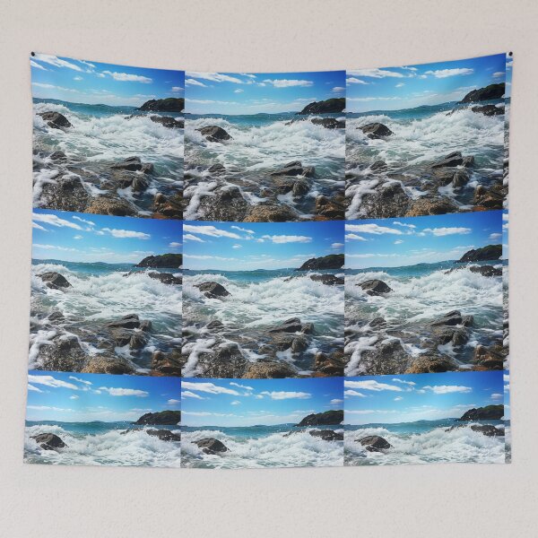 Item preview, Sea Waves Rocky Coast Landscape designed and sold by LudwikeArts.