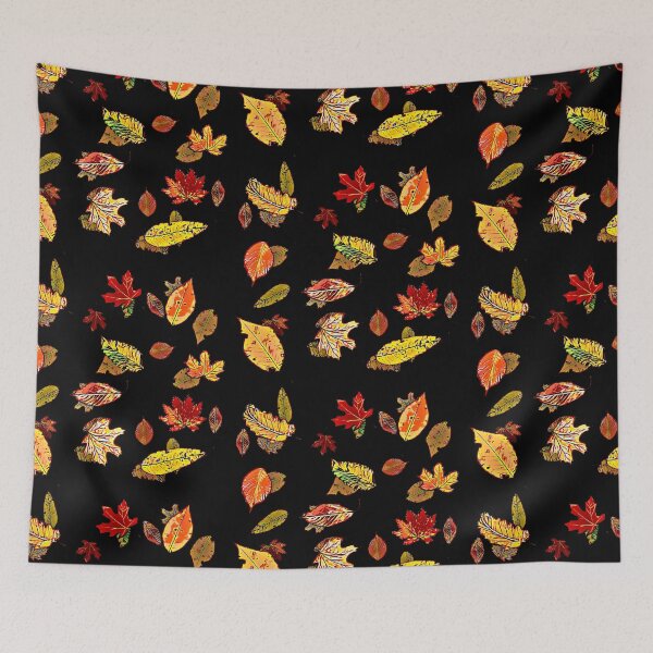 Item preview, Autumn leaves on black designed and sold by FlowerandDesing.