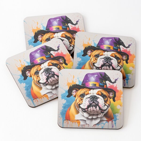 Item preview, Bulldog Splash Paint wIth Halloween Hat designed and sold by Wolfheartart.