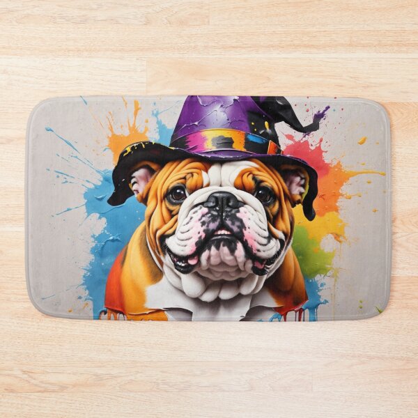 Item preview, Bulldog Splash Paint wIth Halloween Hat designed and sold by Wolfheartart.
