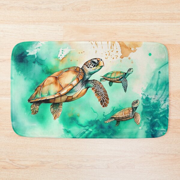 Item preview, Cute Pastel Sea Turtle Turquoise Teal And Golden Pattern  designed and sold by Moonsiess.