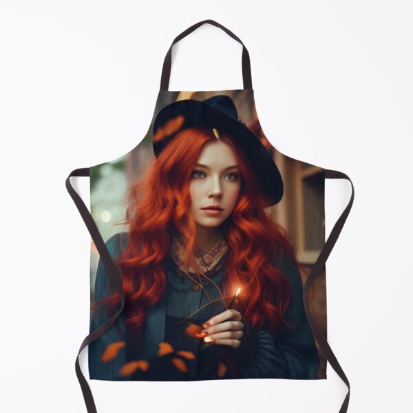 Item preview, Beautiful Halloween redhead witch, candle in her hand, autumn day designed and sold by Medly.