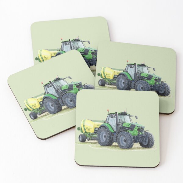 Item preview, Green Tractor with Baler (light green) designed and sold by SandraWarmerdam.