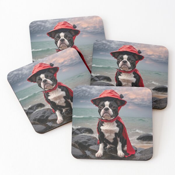 Item preview, Boston Terrier Puppy With Rainwear designed and sold by Wolfheartart.
