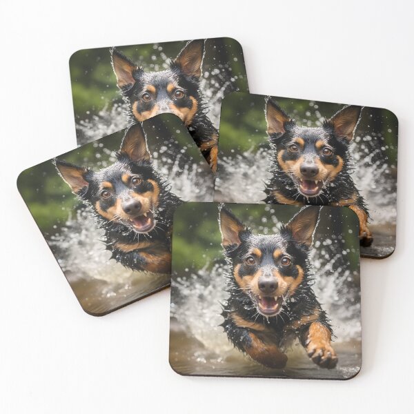 Item preview, Action Shot of a Lancashire Heeler Running Through Water designed and sold by dcrc.