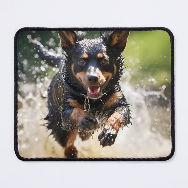 Item preview, Action Shot of a Lancashire Heeler Jumping Through Water designed and sold by dcrc.