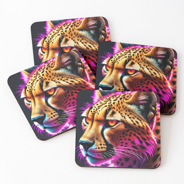 Item preview, Cheetah neon portrait digital art designed and sold by ChaosEdits.
