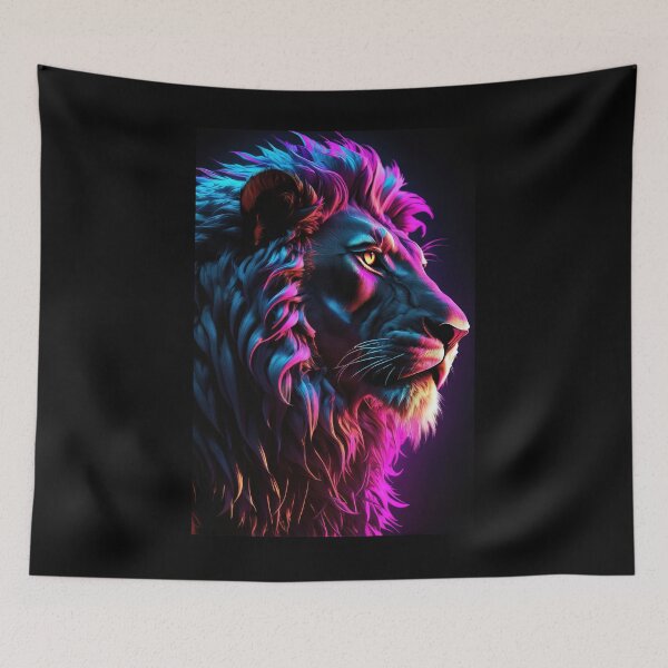 Item preview, Lion portrait cyberpunk vibe designed and sold by ChaosEdits.