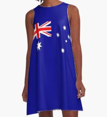 Flag of Australia, blue bg A-Line Dress