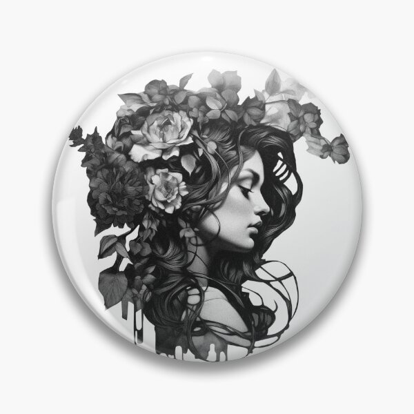 Item preview, The Girl With Feathers Black And White Drawing designed and sold by BogatyrovaOlena.