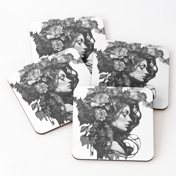 Item preview, The Girl With Feathers Black And White Drawing designed and sold by BogatyrovaOlena.