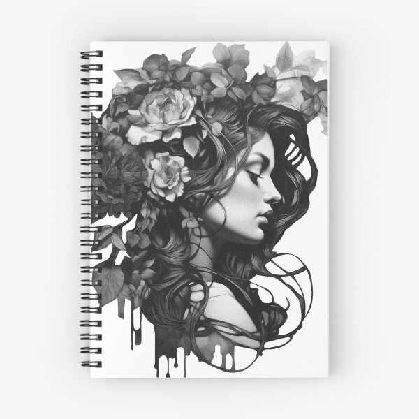 Item preview, The Girl With Feathers Black And White Drawing designed and sold by BogatyrovaOlena.