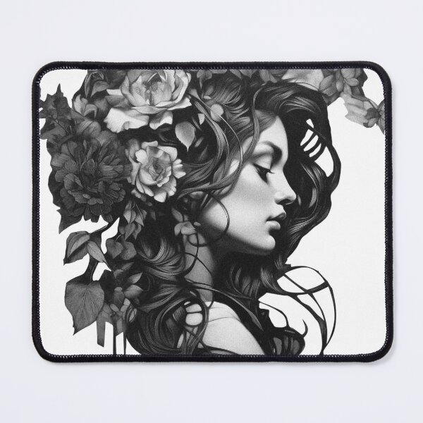 Item preview, The Girl With Feathers Black And White Drawing designed and sold by BogatyrovaOlena.