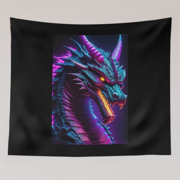 Item preview, Dragon portrait synthwave aesthetic designed and sold by ChaosEdits.