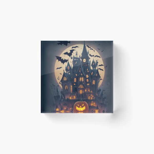 Item preview, Pumpkin Enchantment: Halloween Castle with Bats designed and sold by irosh madushan.