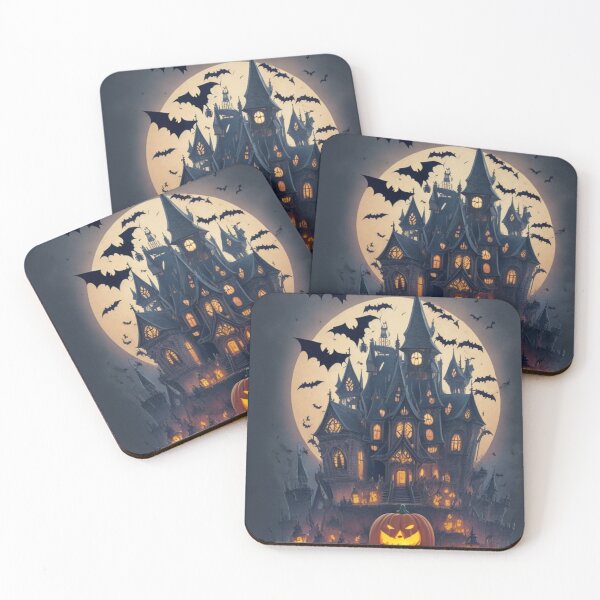 Item preview, Pumpkin Enchantment: Halloween Castle with Bats designed and sold by irosh madushan.