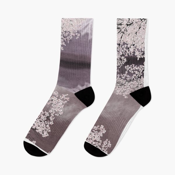 Item preview, Sakura blooming trees Fuji mountain watercolor illustration Cherry blossom on water landscape  designed and sold by likapix.