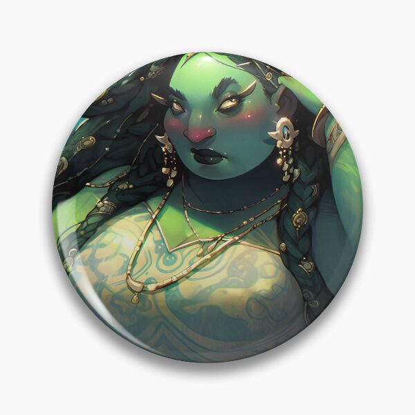 Item preview, Cool Green Orcish Woman with Long Braided Hair designed and sold by bubblegoth.