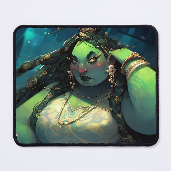 Item preview, Cool Green Orcish Woman with Long Braided Hair designed and sold by bubblegoth.