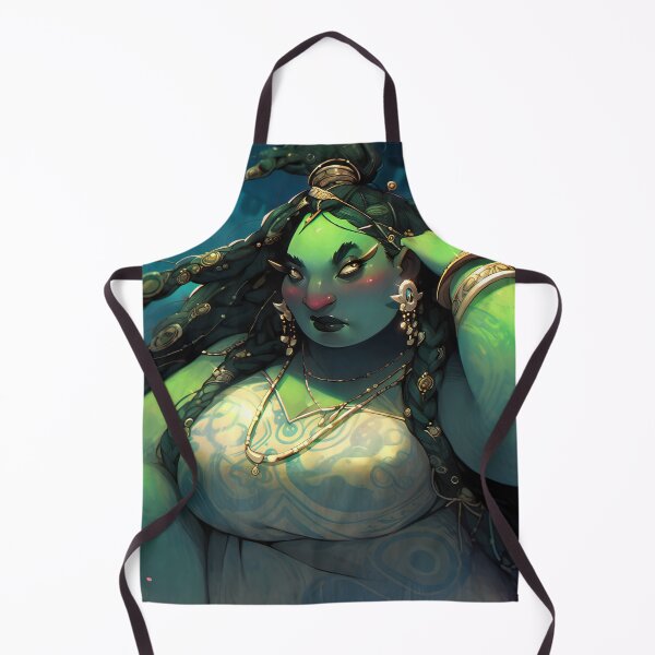 Item preview, Cool Green Orcish Woman with Long Braided Hair designed and sold by bubblegoth.