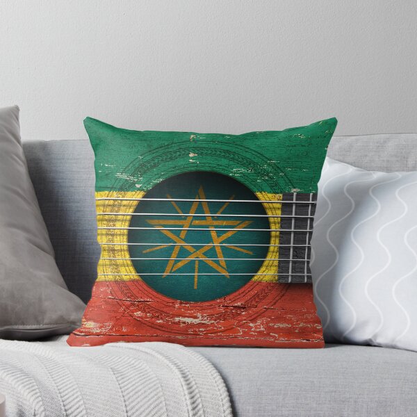 Item preview, Old Vintage Acoustic Guitar with Ethiopian Flag designed and sold by JeffBartels.