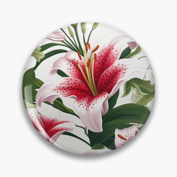 Item preview, Vintage Red and white Lilys pattern designed and sold by Vindbult.