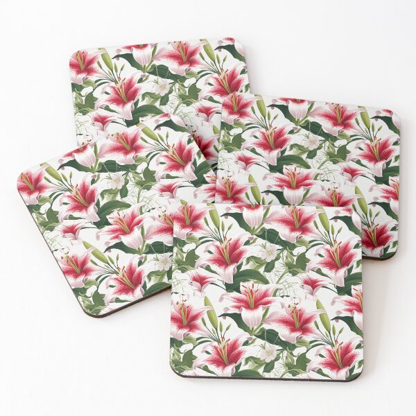 Item preview, Vintage Red and white Lilys pattern designed and sold by Vindbult.