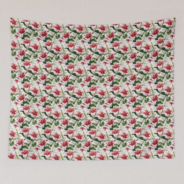 Item preview, Vintage Red and white Lilys pattern designed and sold by Vindbult.
