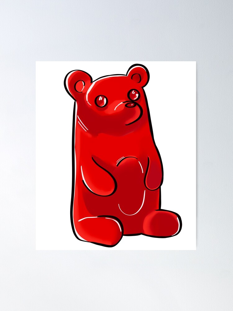 Squishy Red Gummy Bear Poster for Sale by TheGoldenRabbit