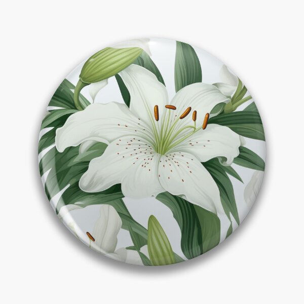 Item preview, Vintage white lily pattern designed and sold by Vindbult.