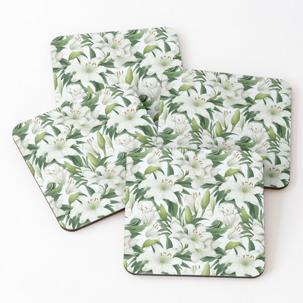 Item preview, Vintage white lily pattern designed and sold by Vindbult.