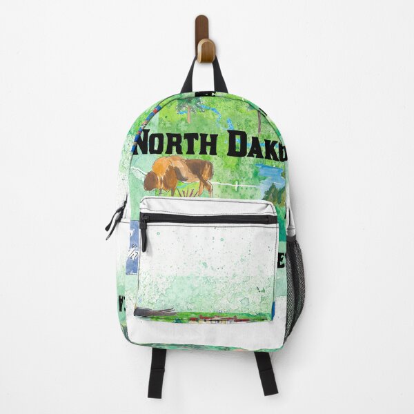 Item preview, North Dakota Illustrated US State Travel Map with Highlights designed and sold by artshop77.