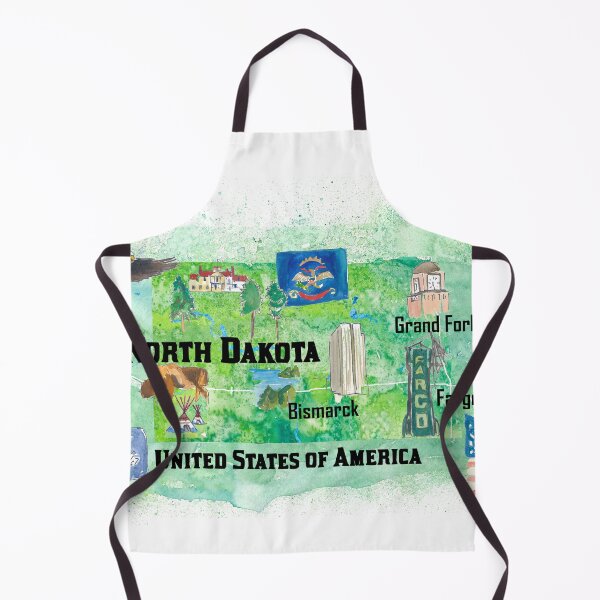Item preview, North Dakota Illustrated US State Travel Map with Highlights designed and sold by artshop77.