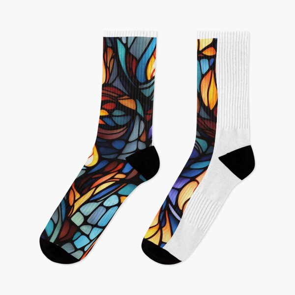 Item preview, Fiery Stained Glass Flames Seamless Pattern designed and sold by irosh madushan.