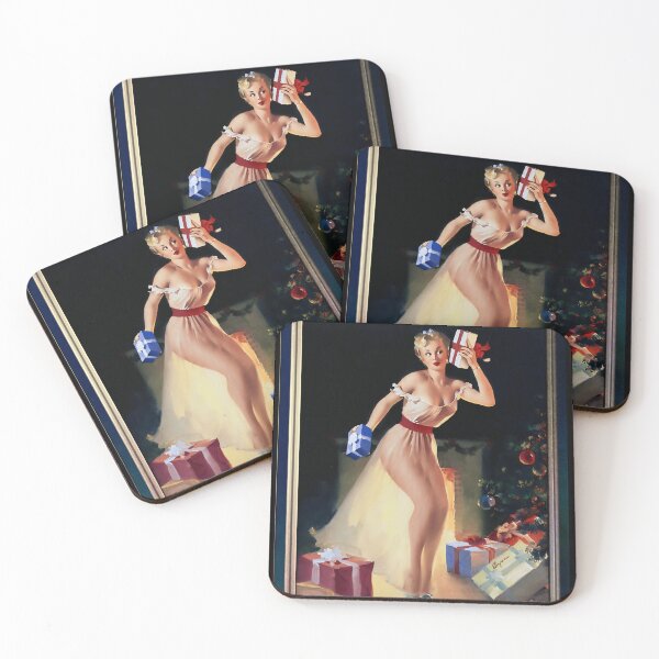 Item preview, A Christmas Eve by Gil Elvgren -Up Girl Vintage Art designed and sold by VerdantInk.