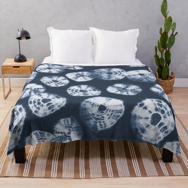 Item preview, Shibori Kumo tie dye white dots over dark navy blue designed and sold by marufemia.
