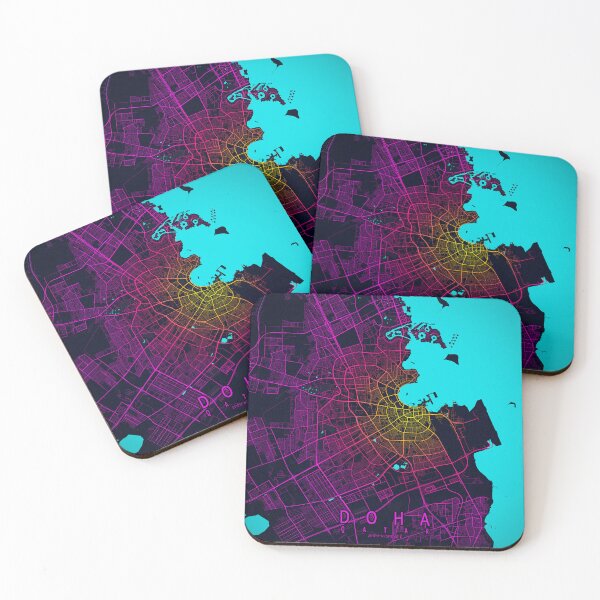 Item preview, Doha City Map of Qatar - Neon designed and sold by deMAP.