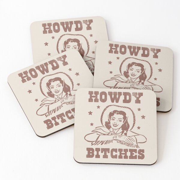 Item preview, Howdy Bitches Retro Cowgirl Brown designed and sold by PUFFYP.
