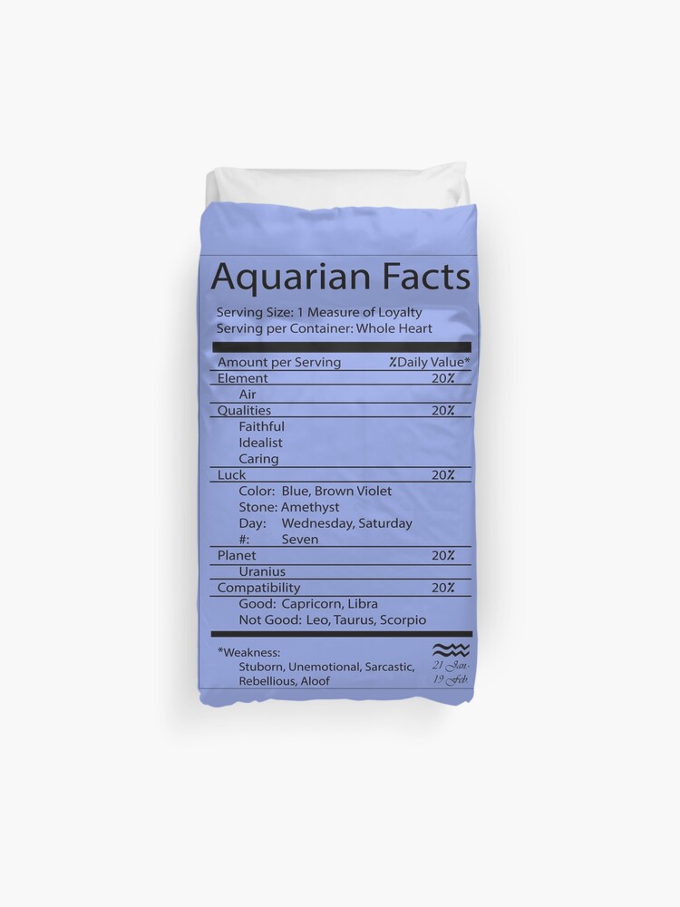 Aquarius Facts Duvet Cover By Artbymissy Redbubble