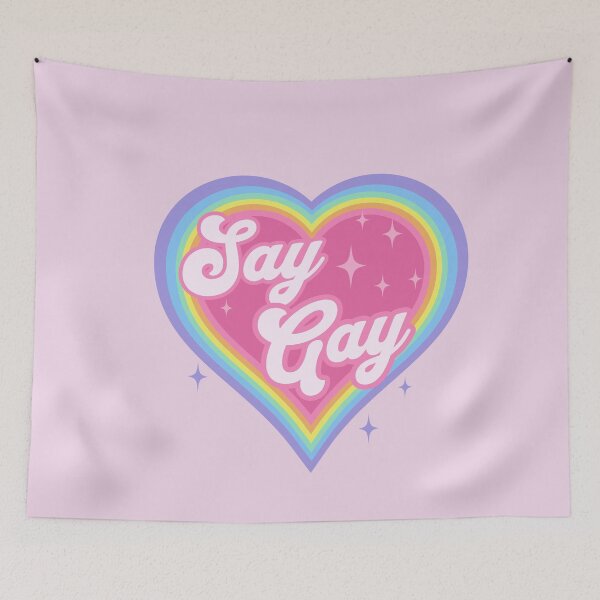 Item preview, Say Gay Kids Retro Rainbow Heart LGBTQ Kawaii Cute Gay Pride  designed and sold by PUFFYP.
